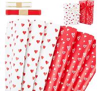 Qussedser Lot de 6 Feuilles de Papier d'emballage Coeur d'amour, Cadeau d'anniversaire de Mariage pour la Saint-Valentin, 70 Cm X 50 Cm