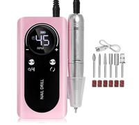 Qussedser Perceuse à Ongles Électrique Portable 45 000 Tr/Min, de Ponceuse à Ongles Rechargeable à Faible Bruit pour Outil de Salon de Manucure, Installation Facile, Rose