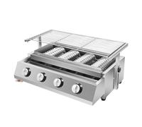 Qussse Barbecue à gaz GPL à 4 brûleurs - Hauteur réglable - En acier inoxydable - Pour camping, balcon, jardin