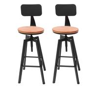 Qussse Lot de 2 tabourets de bar avec dossier réglable en hauteur de 64 à 84 cm pour magasins, restaurants, cuisines, comptoirs, cafés et bistros
