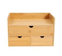 Qussse Organiseur de bureau avec tiroirs - En bambou - Mini commode - Boîte à maquillage avec 3 tiroirs - Pour bureau, salon et chambre à coucher - Design monobloc