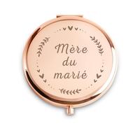 QUSTGO Miroir de Poche Gravé Personnalisé, Cadeau pour la Mère du Marié, Idée Cadeau de Mariage, EVJF et Fête Prénuptiale