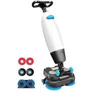 QUSYZD Autolaveuse électrique avec Batterie de 120 Minutes, Largeur de Nettoyage de 43 cm, Double Brosse et tête rotative à 360° pour la Maison, Le Bureau et Les Petits espaces co,White