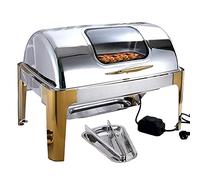 QUSYZD Chafer Chafing Dish, Chauffe-Plats en Acier Inoxydable pour buffets et réceptions, Chauffe-Plats électrique avec Couvercle à Ouverture Enroulable à 180° et couver N 1/1