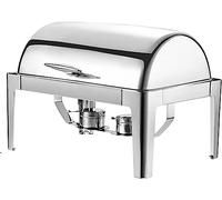 QUSYZD Chauffe-Plats électrique pour buffets et réceptions - Plaque chauffante Ronde, Chauffe-Plats, Plaque en Verre, bac à Eau, Support pour Combustible, idéal pour Les b,Gold Steel Cover-Twin