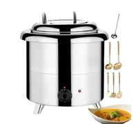 QUSYZD Chauffe-Plats électrique pour buffets - Usage Commercial et Domestique, marmite chauffante à Soupe de comptoir pour Stands de Restauration, fêtes - Acier Inoxydable,White
