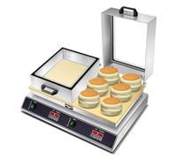 QUSYZD Crêpière électrique Professionnelle à soufflés, 50-300 °C, Couvercle en Verre, Acier Inoxydable, Double tête, idéale pour la Restauration et l'événementiel.,Double Head