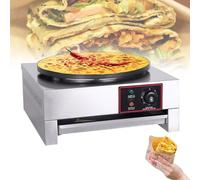 QUSYZD Crêpière Ronde avec Base de Cuisson antiadhésive en Acier Inoxydable et température réglable, idéale pour blinis, crêpes, œufs et Tortillas. Fonctionne à gaz ou électrique.,Electricity-Style1