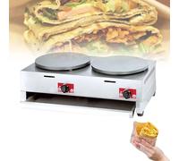 QUSYZD Crêpière Ronde avec Base de Cuisson antiadhésive en Acier Inoxydable et température réglable, idéale pour blinis, crêpes, œufs et Tortillas. Fonctionne à gaz (modèle 2).,Gas-Style2