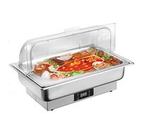QUSYZD Ensemble Buffet Chafing Dish, Chauffe-Plats et réchauds en Acier Inoxydable, récipients Chauffants avec couvercles, Thermostat électrique réglable de 40 à 100 °C, 6,9l-a-1,1,