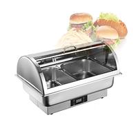 QUSYZD Ensemble Buffet Chafing Dish, Chauffe-Plats et réchauds en Acier Inoxydable, récipients Chauffants avec couvercles, Thermostat électrique réglable de 40 à 100 °C, 6,13l-b-1,2,