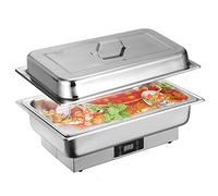 QUSYZD Ensemble Buffet Chafing Dish, Chauffe-Plats et réchauds en Acier Inoxydable, récipients Chauffants avec couvercles, Thermostat électrique réglable de 40 à 100 °C, 6,9l-c-1,1,