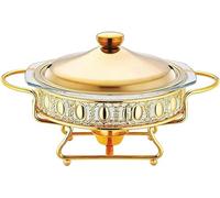 QUSYZD Ensemble de Buffet de Plats à réchaud de Chef en Acier Inoxydable et Ensembles de Chauffe-Buffet Buffet Traiteur Mini Hot Pot Pique-Nique en Plein air ménage, Or, Or,