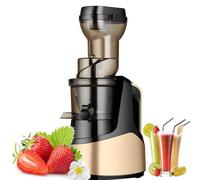 QUSYZD Extracteur de jus à Mastication Lente, 150 W, Pression à Froid, Grande capacité de 1000 ML, Double Filtration pour Un rendement en jus de 90%, Fonction Marche/arrêt, Facile à,Gold