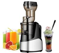 QUSYZD Extracteur de jus à Mastication Lente, 150 W, Pression à Froid, Grande capacité de 1000 ML, Double Filtration pour Un rendement en jus de 90%, Fonction Marche/arrêt, Facile à,Silver