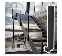 QUSYZD Fixation latérale pour Garde-Corps en Verre, Poteau de Balustrade pour escaliers en Verre, Fixation en Acier Inoxydable Noir pour Verre de 10 à 12 mm, Poteau Central,Shallow Grey-65cm/25.6in