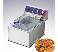 QUSYZD Friteuse Professionnelle, Grande friteuse électrique 10/13 L, 3000 W, en Acier Inoxydable avec Panier, Thermostat réglable de 60 à 200 °C, pour Une Utilisation en Cuisine et e,10L