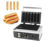 QUSYZD Gaufrier électrique antiadhésif à 6 plaques pour Hot-Dogs croustillants, 1550 W, Cuisson homogène pour Le Petit-déjeuner et Les saucisses.,