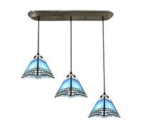 QUSYZD Lustres Suspendus, plafonniers, suspensions de Style Tiffany pour îlot Central, lustres en vitrail, luminaires Suspendus de Style méditerranéen pour Cuisine, Salle à Manger, Bar,