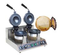 QUSYZD Machine à Hamburgers antiadhésive, Machine à Rouleaux de Printemps 1300 W, gaufrier électrique, Presse à panini Professionnelle, Double tête, température réglable de 50 à 300 °C.,Double Head