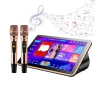 QUSYZD Machine de karaoké, écran Tactile 19,5 Pouces, contrôle Via Application Mobile, téléchargement Gratuit de chansons Depuis Le Cloud, système de karaoké Tout-en-Un, Microphone à,Black