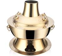 QUSYZD Marmite Chinoise en Acier Inoxydable pour l'extérieur - Poêle Shabu Shabu Portable pour Pique-niques, dîners de Famille et Restaurants, dorée - Diamètre 34 cm,Gold-Diameter 34CM