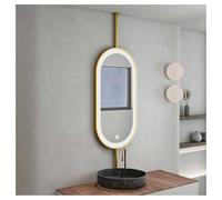 QUSYZD Miroir Mural/plafonnier Suspendu avec éclairage LED, idéal pour la Maison ou l'hôtel, Miroir décoratif Minimaliste en Verre, doré - 100,Gold-100