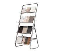 QUSYZD Présentoir à échantillons de carrelage métallique à 4 Niveaux, étagère à Fentes pour revêtements de Sol, Porte-revues Multi-échantillons, Organisateur Durable et élég,Silver-60x30x150 cm