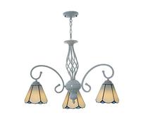 QUSYZD Suspensions, lustres, plafonniers, lustres de Style Tiffany, suspensions méditerranéennes Vintage, luminaires en vitrail Faits Main pour Chambre à Coucher et Salon, 3,3,3