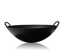 QUSYZD Wok en Fonte à Double Oreille, Calibre 40/60 cm, sans revêtement antiadhésif, pour cuisinière à gaz, cuisinière à Induction, Universel, 40 cm, 50 cm,50cm