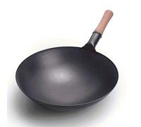QUSYZD Wok, Wok antiadhésif, Acier au Carbone, Fond Rond, sans Couvercle, Compatible avec cuisinière à gaz, Noir, 40 cm,