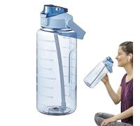 Qutalmi Bouteille d'eau avec Paille,Gourde Sport 2 Litre, Bidon sans fuites avec marqueurs de temps de Motivation pour Sport, L'heure Bouteille D'eau Motivantes Pour Salle Sport En Plein Air
