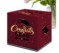 Qutalmi Décorations de boîte de remise de diplôme, boîte porte-cartes de remise de diplôme,Boîte de message de célébration de remise des diplômes Conception de chapeau de docteur | Boîte de