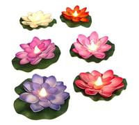 Qutalmi Lumière de fleur flottante étanche,lumières de fleurs flottantes,Lampe flottante à LED, bougie en forme de fleur, lumière de piscine - Lanternes flottantes LED à fleurs, 6 pièces, pour piscine