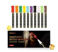 Qutalmi Marqueurs Corporels pour Art Corporel - 10 Couleurs Peinture Faciale de Précision,Marqueurs Éphémères Créatifs,pour Adolescents Adultes Fête Festival Maquillage Jeu de Rôle Rassemblement