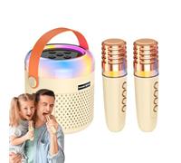 Qutalmi Petite Machine À Karaoké,Lecteur De Musique Et Boîte À Son avec Lumières LED - Jouet Karaoké avec Microphone,pour Voyage, Camping, Maison, Pratique De Chant, Réunion Familiale, Fête