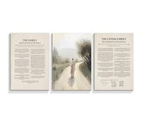 QUTBAG Lot de 3 toiles de proclamation de la famille du Christ vivant - Peinture de Jésus - Poster d'art mormon - Impression d'images Saint des derniers jours - Décoration de verset de la Bible