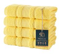 QUTE Home 4-Piece Hand Towels Set, 100% Turkish Cotton Premium Quality Towels for Bathroom, Quick Dry Soft and Absorbent Turkish Towel, Set Includes 4 Hand Towels (Yellow)