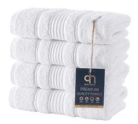 Qute Home Lot de 4 essuie-Mains 100% Coton Turc, séchage Rapide, Douces et absorbantes, pour Salle de Bain, parfaites pour Un Usage Quotidien, Lot de 4 essuie-Mains (Blanc)