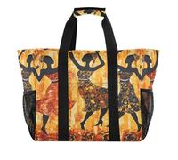 Quteprint Grand sac fourre-tout de voyage imperméable pour homme et femme, danseuse africaine, sac de plage ethnique en toile avec doublure et poches - Sac d'épicerie/buanderie/cuisine/piscine