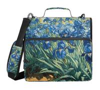 Quteprint Irises Vincent Van Gogh Classeur à 3 anneaux 3,8 cm et plusieurs poches, capacité de 500 feuilles, dossier extensible avec bretelles et poignées pour l'école, le travail, le bureau