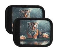 Quteprint Lot de 2 enveloppes de poignée de bagage - Tigre Oiseaux et Fleur de Lotus Premium avec étiquettes de bagage et housses de poignée pour plus de confort, de prise en main et d'identification