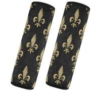 Quteprint Lot de 2 housses de ceinture de sécurité de voiture pour adultes et enfants, motif fleur de lys 16,5 x 16,5 cm, ajustement universel pour voiture, camion, SUV et sac à dos, protection contre