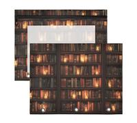 Quteprint Lot de 2 trousses à crayons pour classeur à 3 anneaux, bibliothèque, mur, livres, classeur aux chandelles, trousse à crayons A4 avec fermeture éclair et fenêtre transparente, organiseur de