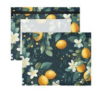 Quteprint Lot de 2 trousses à crayons pour classeur à 3 anneaux, citronnier et fleurs blanches, trousse de classement A4 avec fermeture éclair et fenêtre transparente, organiseur de classeur durable