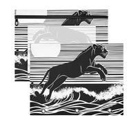 Quteprint Lot de 2 trousses à crayons pour classeur à 3 anneaux, noir et blanc, motif lion, trousse A4 avec fermeture éclair, fenêtre transparente, organiseur de classeur durable, grande capacité pour