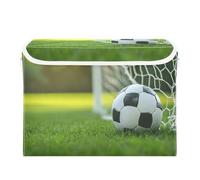 Quteprint Panier de rangement pliable avec couvercle - Filet de football sportif - Grande boîte de rangement pliable pour la maison, le bureau, les livres, les vêtements, les jouets, 41,9 x 32 x 30 cm