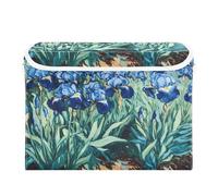 Quteprint Panier de rangement pliable avec couvercle - Motif fleurs d'iris Van Gogh Art Grande boîte de rangement pliable pour la maison, le bureau, les livres, les vêtements, les jouets, 41,9 x 32 x