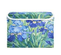 Quteprint Panier de rangement pliable avec couvercle - Motif fleurs d'iris Van Gogh - Grande boîte de rangement pliable pour la maison, le bureau, les livres, les vêtements, les jouets, 41,9 x 32 x 30