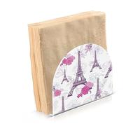 Quteprint Porte-serviettes en acrylique motif Tour Eiffel de Paris pour table, ferme, cuisine, extérieur, table en papier, distributeur de rangement pour fête, dîner